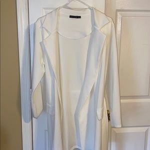 Boohoo duster wrap jacket in white worn once